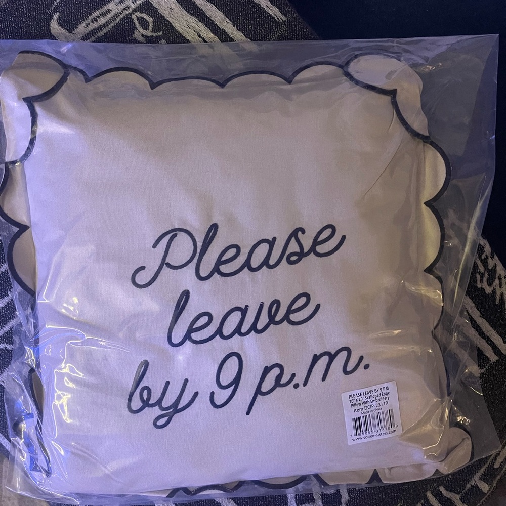 Please Leave by 9 Scalloped Edge Pillow - Picture 2 of 2